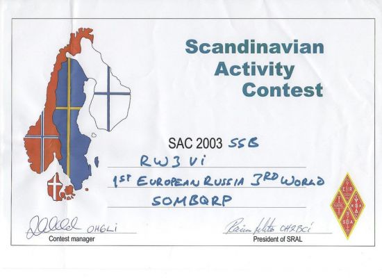 SAC 2003
Keywords: Первое место в европейской России.RW3VI