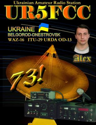 UR5FCC2
UR5FCC, UKRAINE, Belgorod-Dnestrovsky, ALEX

Keywords: UR5FCC, UKRAINE, Belgorod-Dnestrovsky, ALEX